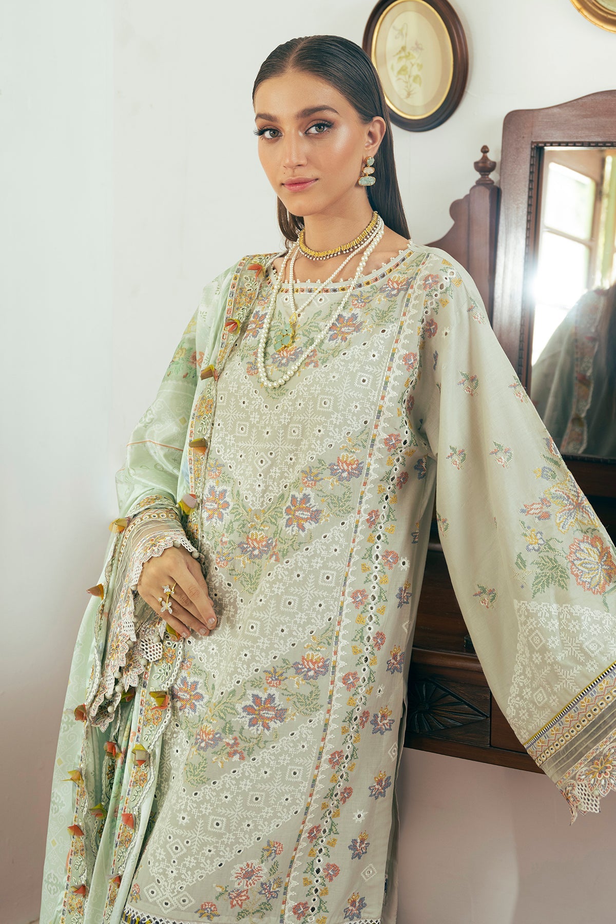 Shop Now, D-07 - Embroidered Swiss Lawn 2023 - Baroque - Shahana Collection UK - Wedding and Bridal Party Dresses 