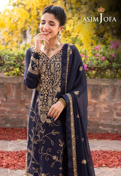 Buy Now- D#15 Silk Lawn - Shadow Work Collection 2023 - Shahana Collection UK - Asim Jofa - Wedding and Bridal party dresses 