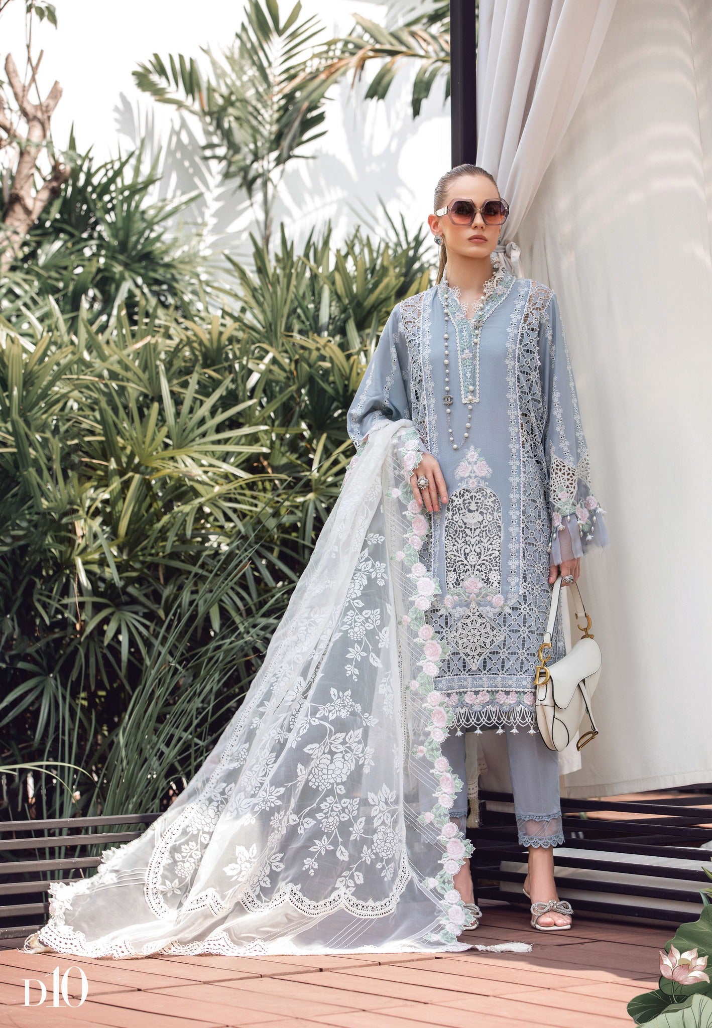 Illustrious Ivory- Maria. B Luxury Lawn Eid 2023 - Pakistani Designer Lawn - Wedding bridal and party dresses - Shahana Collection UK - Maria B in UK 