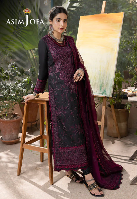 Buy Now- D#16 Silk Lawn - Shadow Work Collection 2023 - Shahana Collection UK - Asim Jofa - Wedding and Bridal party dresses 