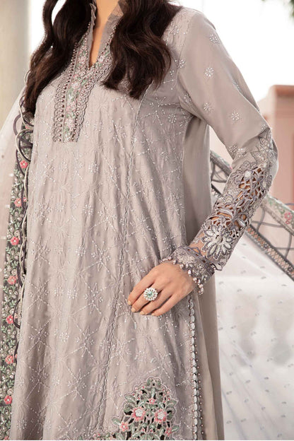 Buy Now, D#11 - Grey - Maria. B Sateen 2023 - Wedding and Bridal Party Dresses -  Pakistani Festive wear - Maria. B in UK - Fall Collection'23