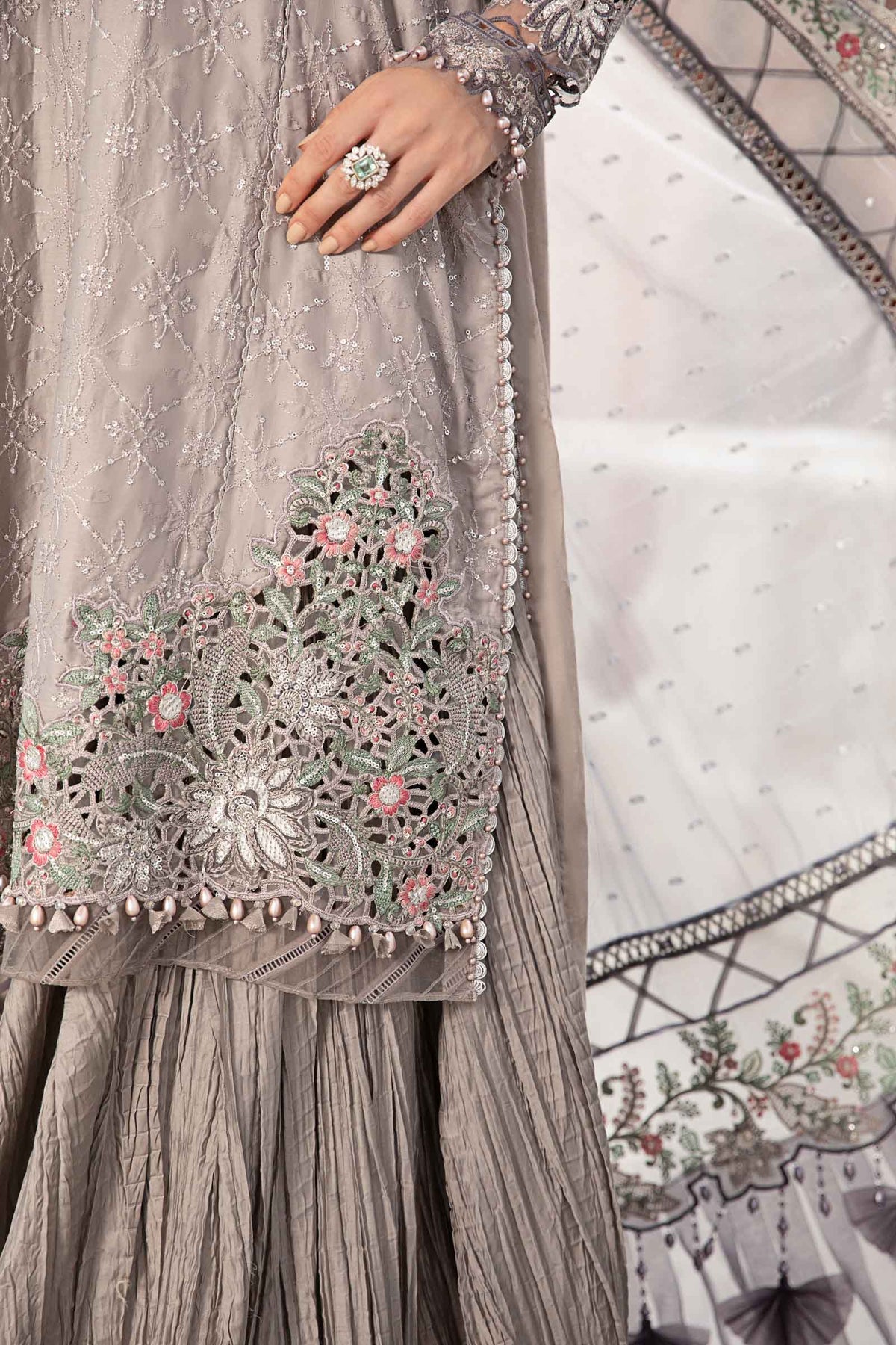 Buy Now, D#11 - Grey - Maria. B Sateen 2023 - Wedding and Bridal Party Dresses -  Pakistani Festive wear - Maria. B in UK - Fall Collection'23