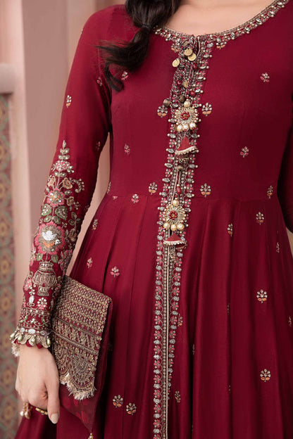 Buy Now, D#8 - Maroon - Maria. B Sateen 2023 - Wedding and Bridal Party Dresses -  Pakistani Festive wear - Maria. B in UK - Fall Collection'23