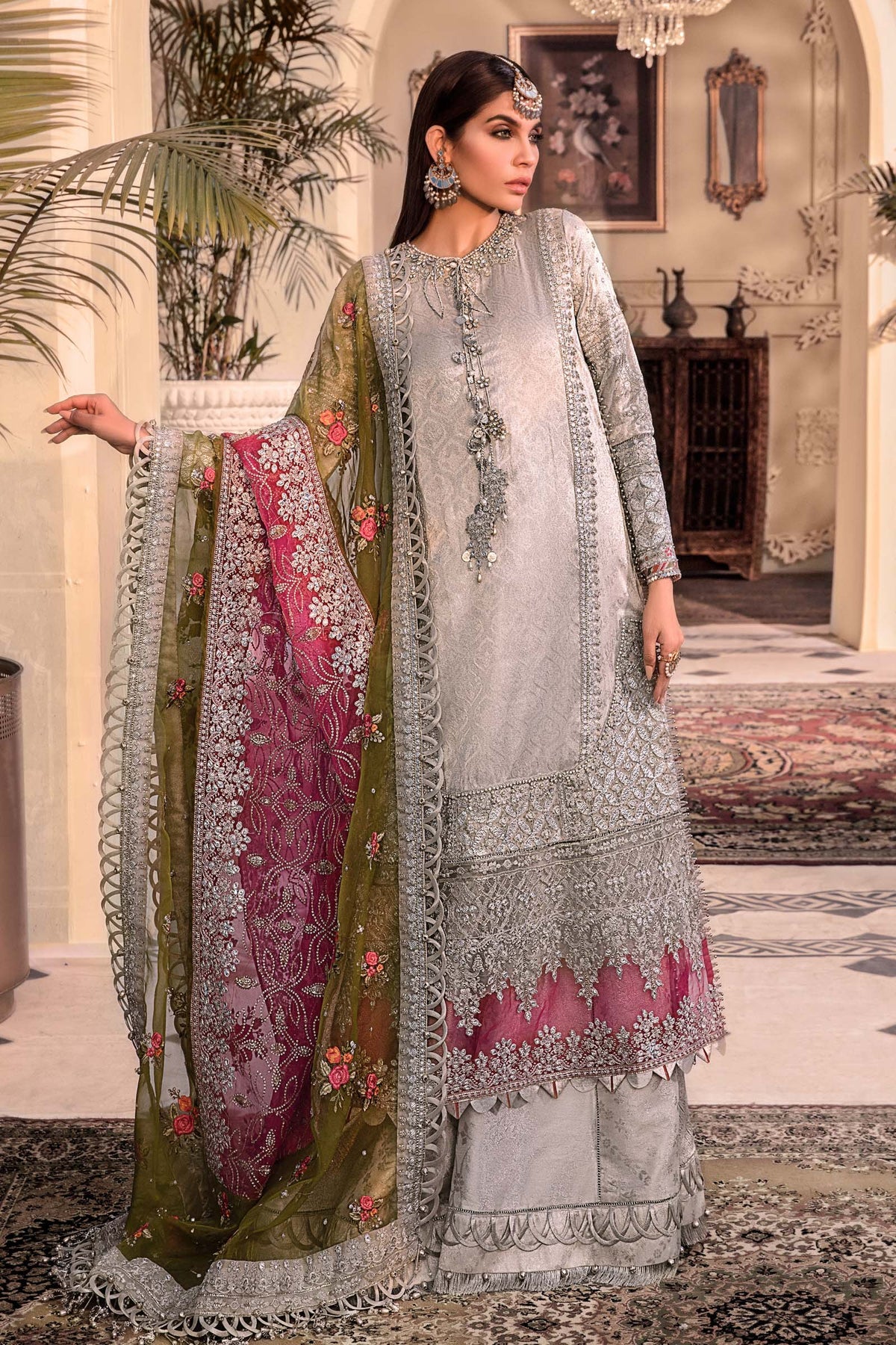 Silver BD-2601 - Maria.B - Mbroidered Chiffon Collection 2023 - Shahana Collection UK - Maria.B in UK