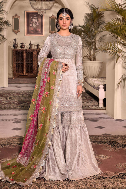 Silver BD-2601 - Maria.B - Mbroidered Chiffon Collection 2023 - Shahana Collection UK - Maria.B in UK