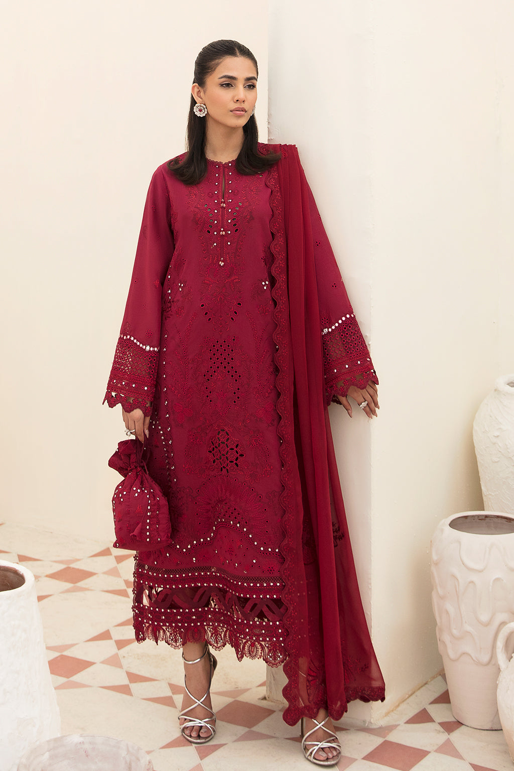 Shop Now, CLARET - Festive Chikankari Collection 2023 - Afrozeh - Shahana Collection UK - Wedding and Bridal Party Dresses - Edi Festive 2023