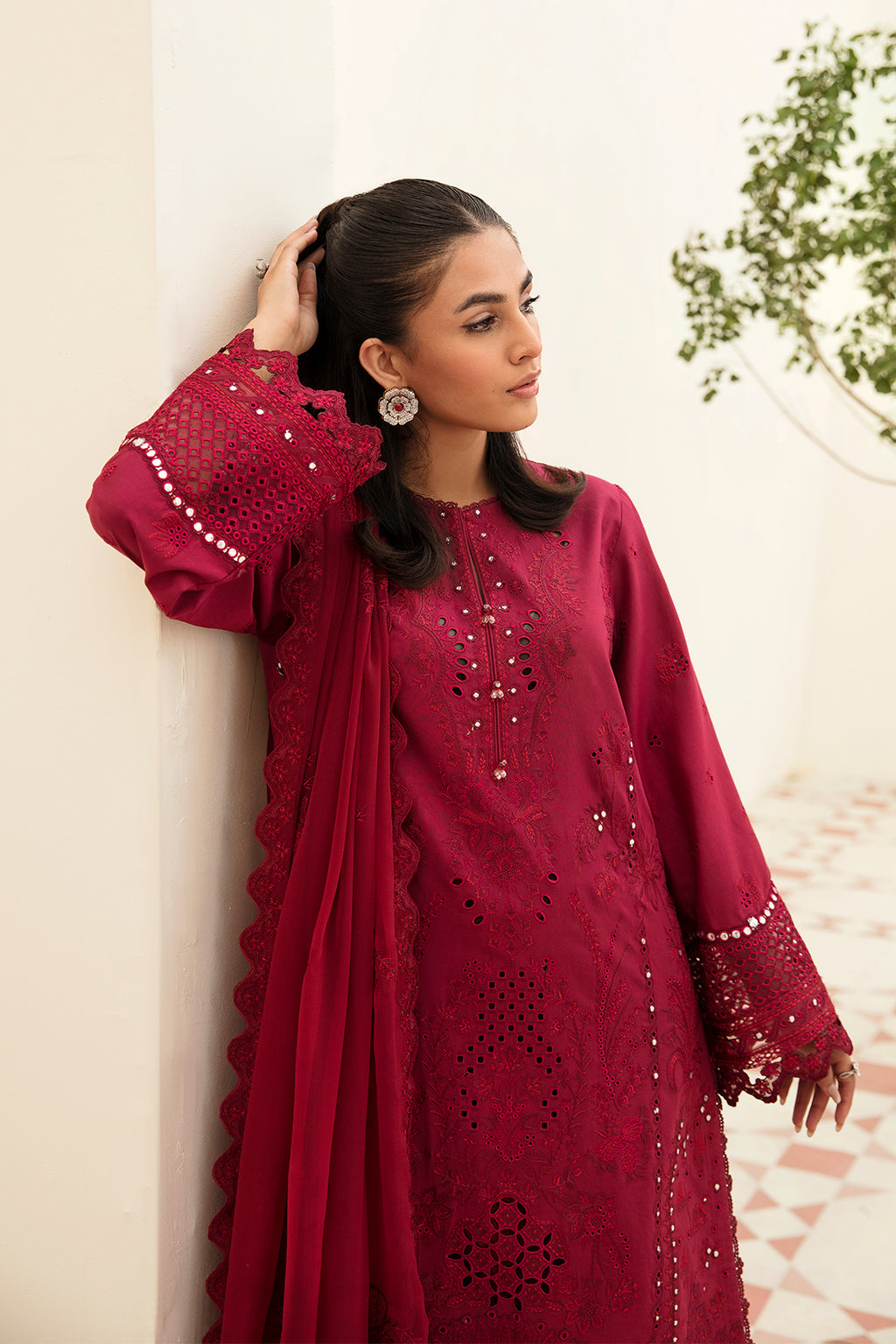 Shop Now, CLARET - Festive Chikankari Collection 2023 - Afrozeh - Shahana Collection UK - Wedding and Bridal Party Dresses - Edi Festive 2023