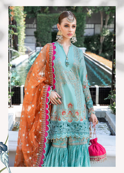 Luxurious Azure - Maria. B Luxury Lawn Eid 2023 - Pakistani Designer Lawn - Wedding bridal and party dresses - Shahana Collection UK - Maria B in UK 