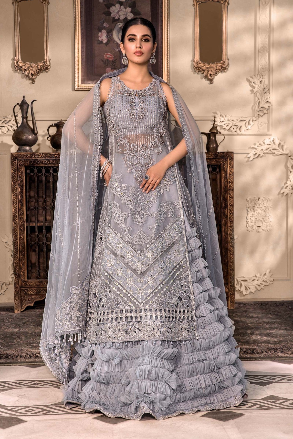 Ice Blue BD-2603 - Maria.B - Mbroidered Chiffon Collection 2023 - Shahana Collection UK - Maria.B in UK 