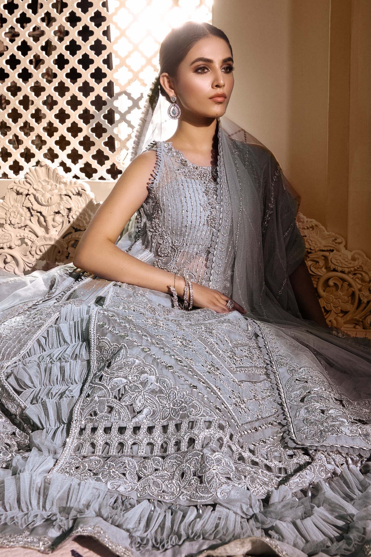 Ice Blue BD-2603 - Maria.B - Mbroidered Chiffon Collection 2023 - Shahana Collection UK - Maria.B in UK 