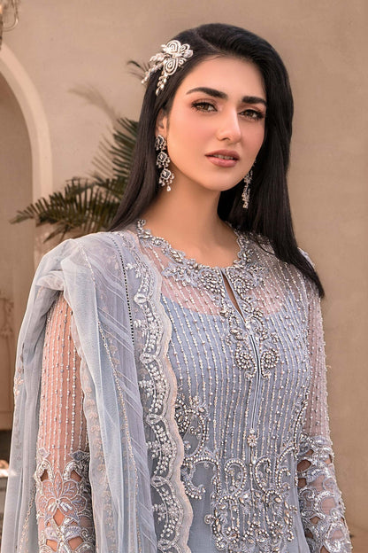 Ice Blue BD-2603 - Maria.B - Mbroidered Chiffon Collection 2023 - Shahana Collection UK - Maria.B in UK 