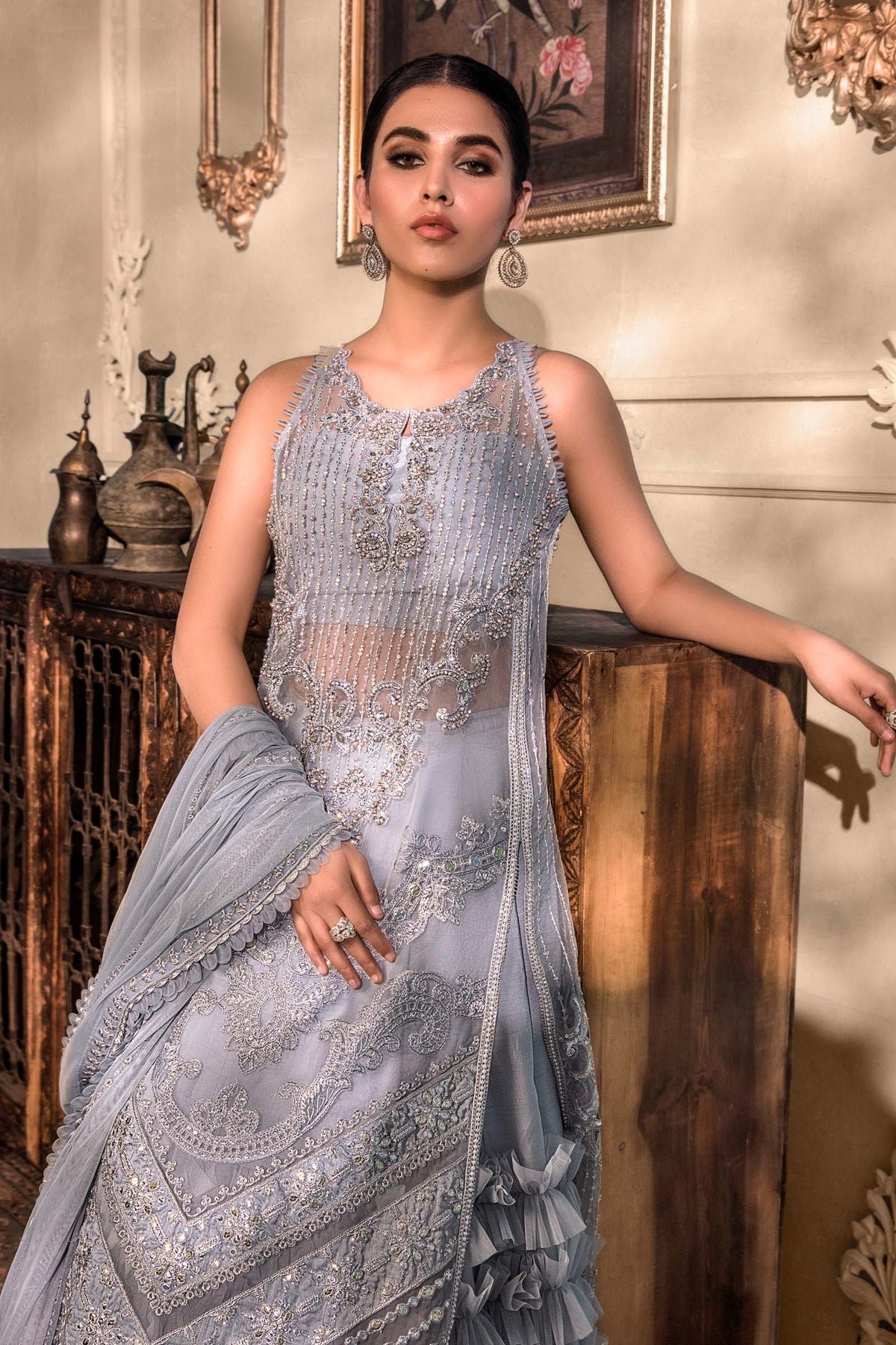 Ice Blue BD-2603 - Maria.B - Mbroidered Chiffon Collection 2023 - Shahana Collection UK - Maria.B in UK 