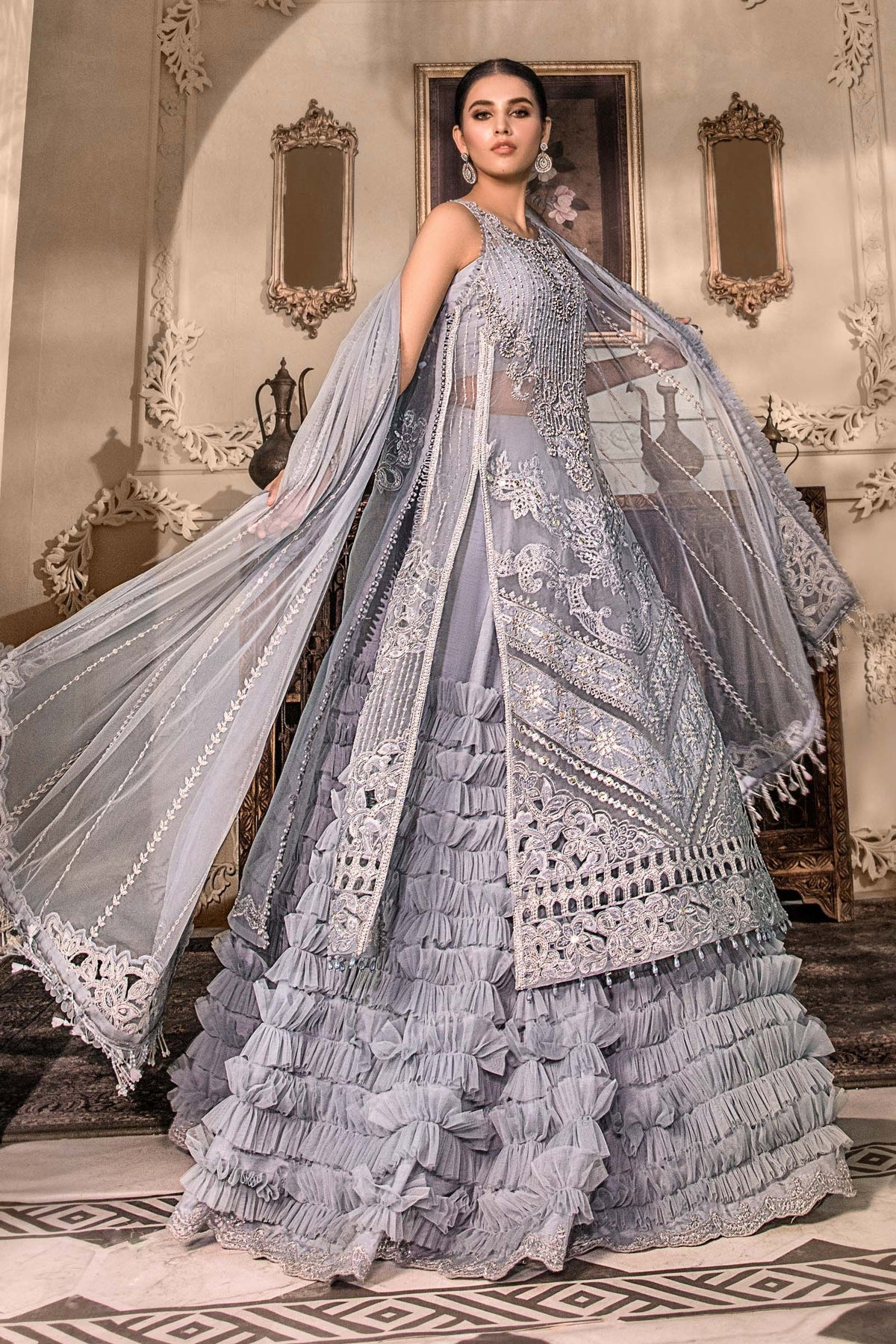 Ice Blue BD-2603 - Maria.B - Mbroidered Chiffon Collection 2023 - Shahana Collection UK - Maria.B in UK 