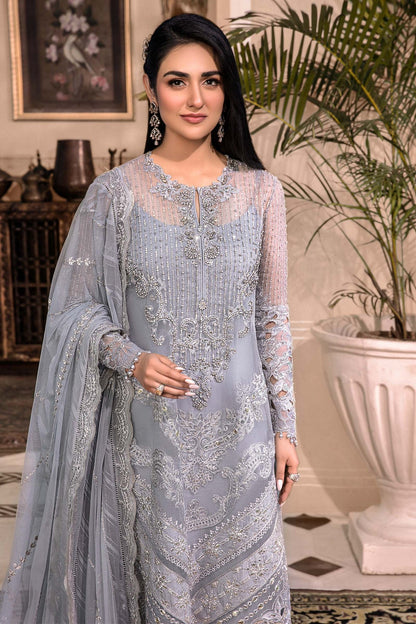 Ice Blue BD-2603 - Maria.B - Mbroidered Chiffon Collection 2023 - Shahana Collection UK - Maria.B in UK 