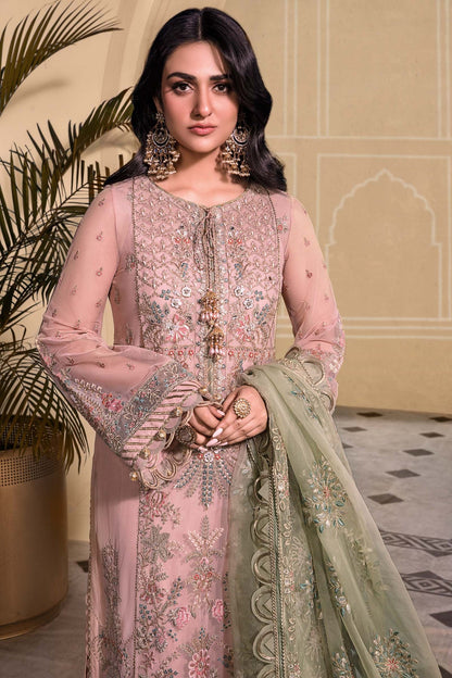  Ice Blue BD-2607 - Maria.B - Mbroidered Chiffon Collection 2023 - Shahana Collection UK - Maria.B in UK 