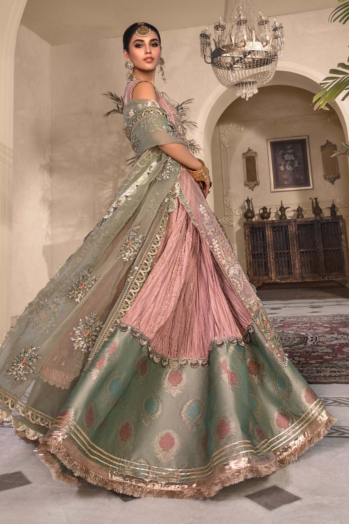  Ice Blue BD-2607 - Maria.B - Mbroidered Chiffon Collection 2023 - Shahana Collection UK - Maria.B in UK 