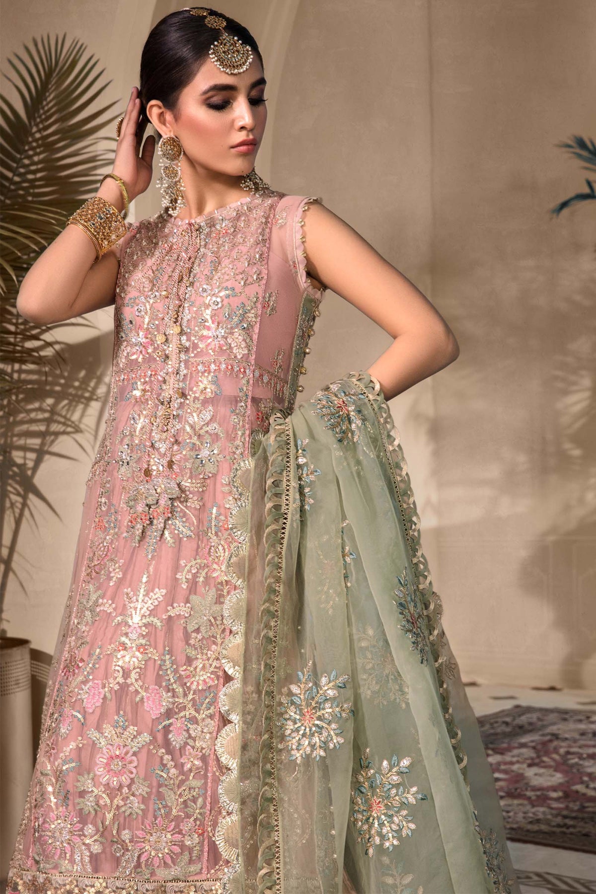  Ice Blue BD-2607 - Maria.B - Mbroidered Chiffon Collection 2023 - Shahana Collection UK - Maria.B in UK 