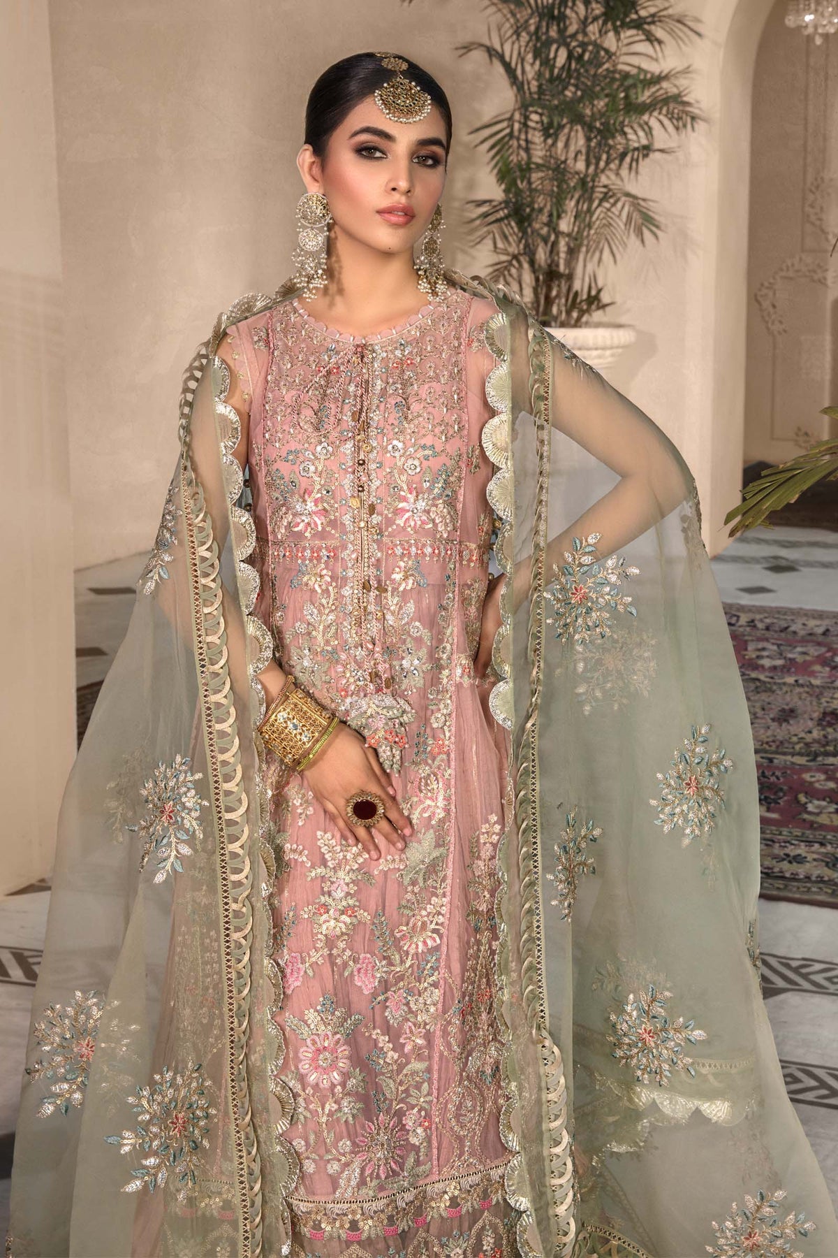  Ice Blue BD-2607 - Maria.B - Mbroidered Chiffon Collection 2023 - Shahana Collection UK - Maria.B in UK 