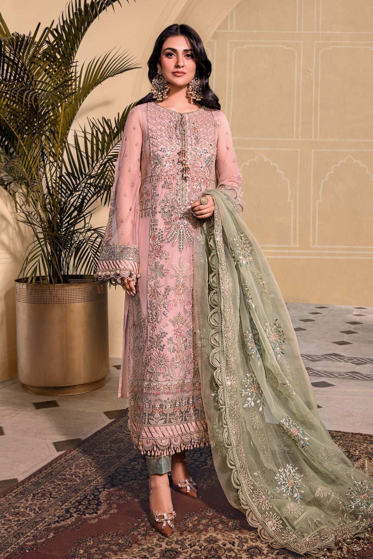  Ice Blue BD-2607 - Maria.B - Mbroidered Chiffon Collection 2023 - Shahana Collection UK - Maria.B in UK 