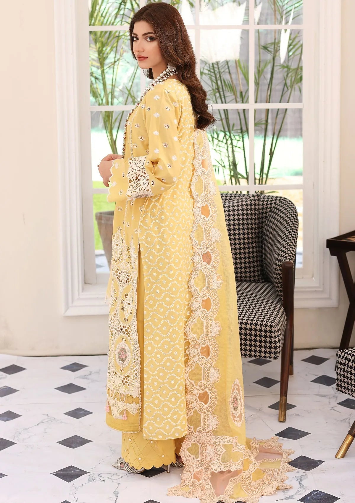 ELC- 03 A - Daffodil - Elaf Festive Chikankari 2023 - Shahana Collection UK - Eid 2023 - Elaf in UK 