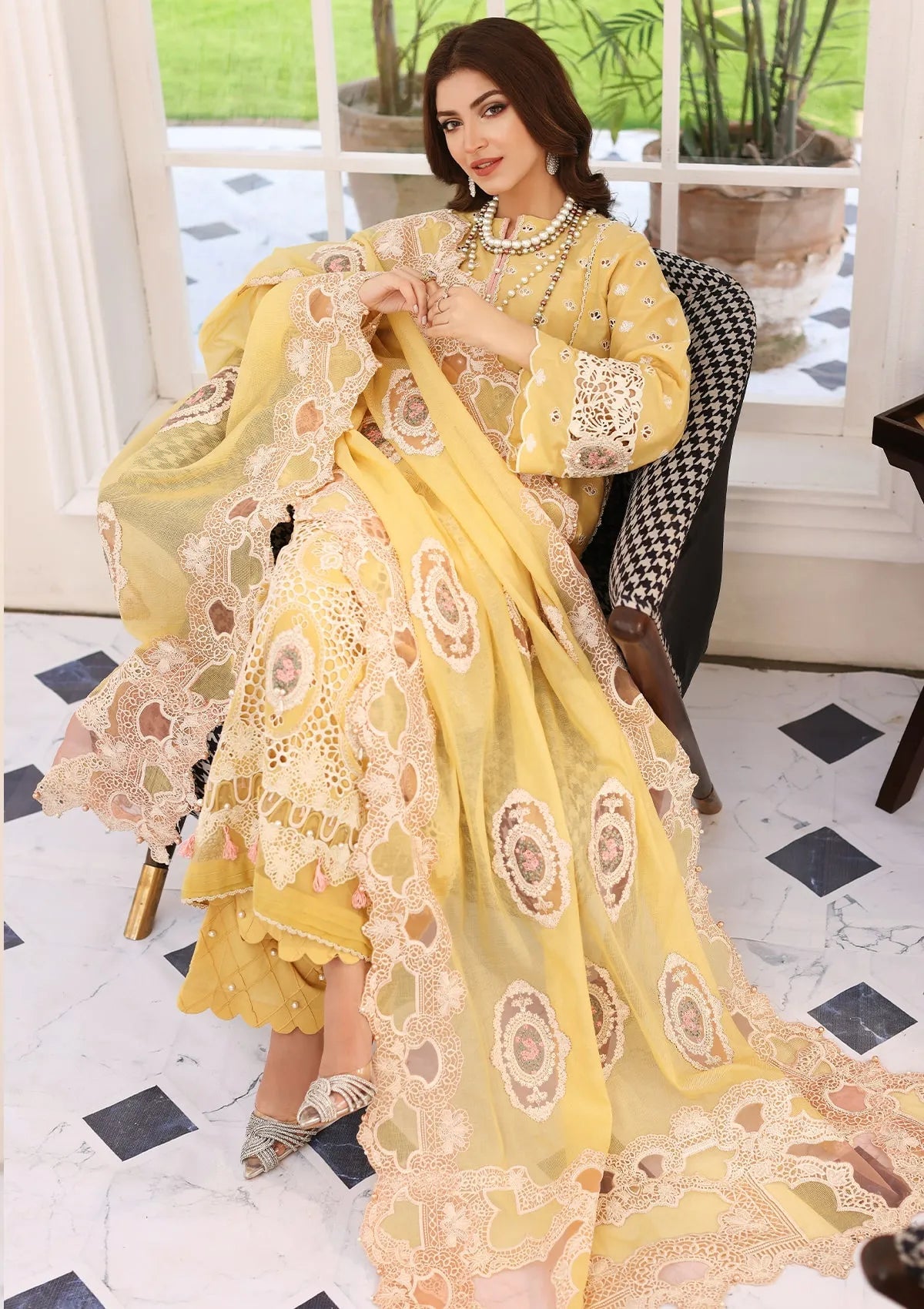 ELC- 03 A - Daffodil - Elaf Festive Chikankari 2023 - Shahana Collection UK - Eid 2023 - Elaf in UK 