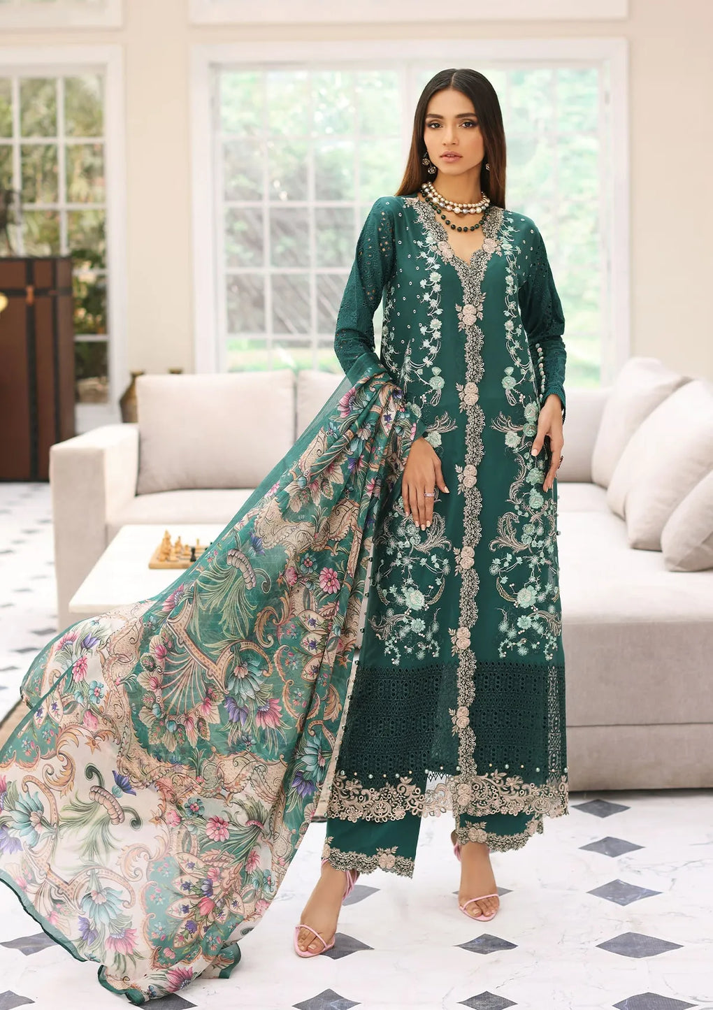 ELC-10 - Jade- Elaf Festive Chikankari 2023 - Shahana Collection UK - Eid 2023 - Elaf in UK 