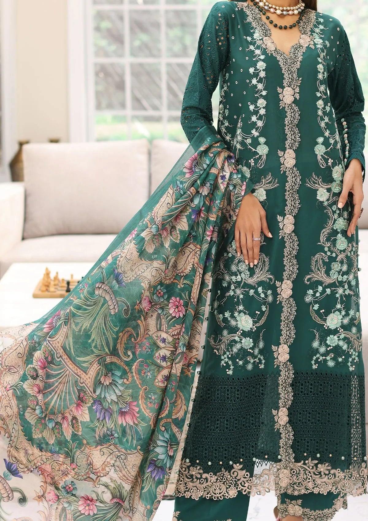 ELC-10 - Jade- Elaf Festive Chikankari 2023 - Shahana Collection UK - Eid 2023 - Elaf in UK 