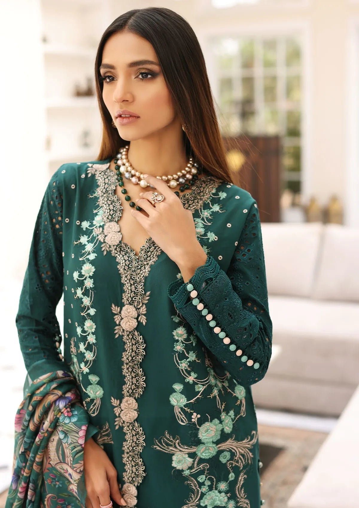 ELC-10 - Jade- Elaf Festive Chikankari 2023 - Shahana Collection UK - Eid 2023 - Elaf in UK 