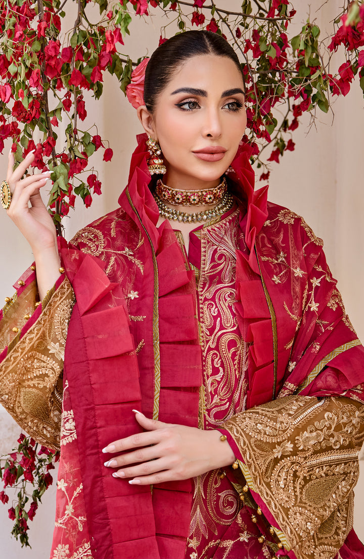 Cranberry (MLFD-089) - Eid e Nobahar'23 -Maryum N Maria - Shahana Collection UK -Festive Eidm2023 - Spring Summer'23