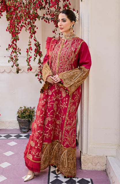 Cranberry (MLFD-089) - Eid e Nobahar'23 -Maryum N Maria - Shahana Collection UK -Festive Eidm2023 - Spring Summer'23