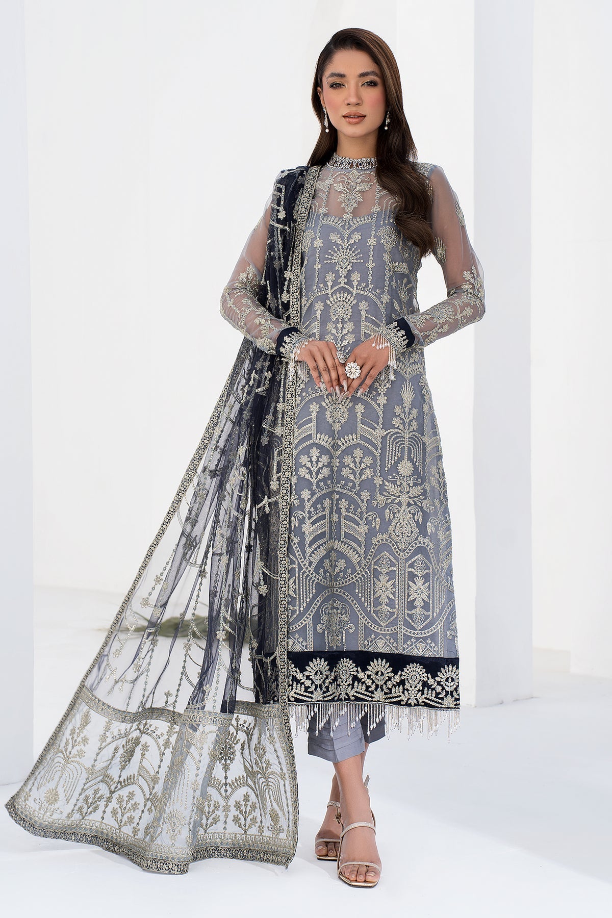 ZLC 05 - Ash Grey - La Celeste - Chiffon Collection 2023 - Zarif - Shahana Collection Uk