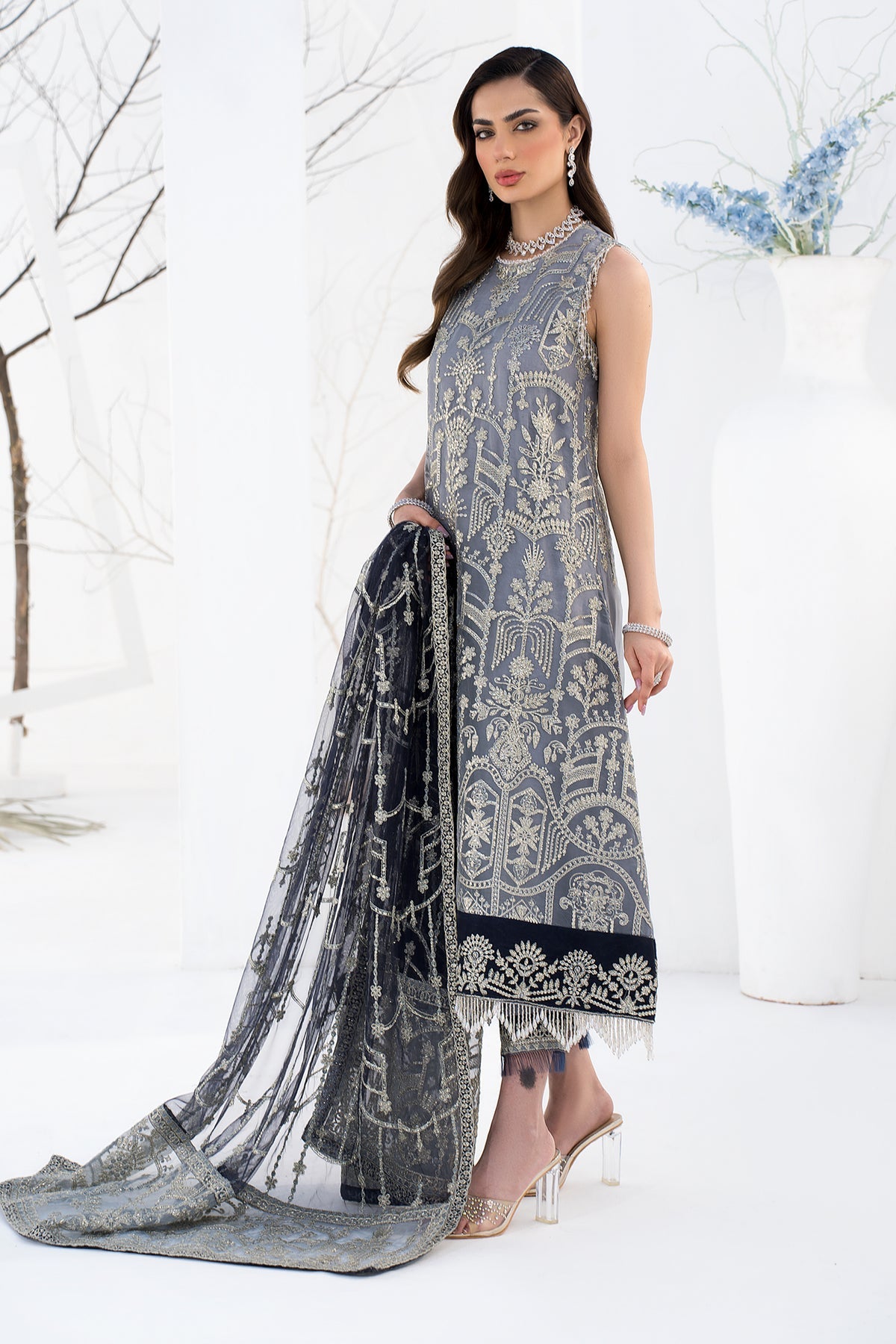 ZLC 05 - Ash Grey - La Celeste - Chiffon Collection 2023 - Zarif - Shahana Collection Uk