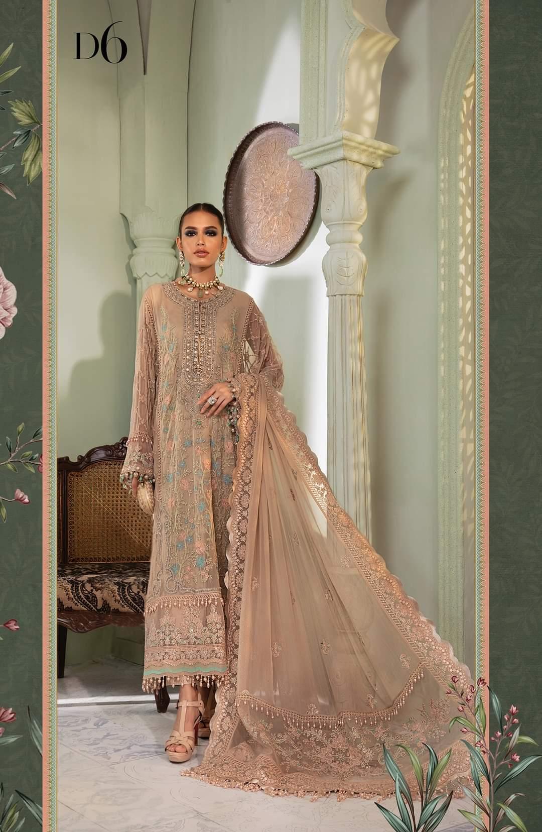 Maria.B Chiffons Collection'22- Design #6- Nude Pink - Maria.B Chiffons Collection'22- Design #6- Nude Pink - Shahana Collection