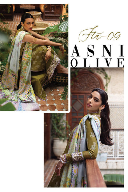 FTA - 09 - Asni Olive - Kesh - Lawn Collection'23 - Farah Talib Aziz - Shahana Collection UK