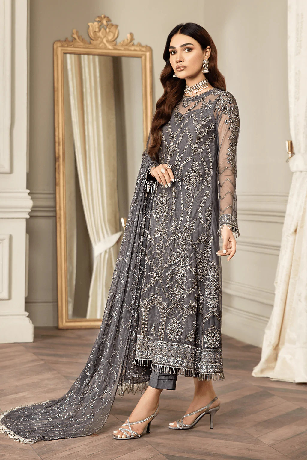 Storm Grey - Mehroze Luxury Formal by Zarif - Storm Grey - Mehroze Luxury Formal by Zarif - Shahana Collection