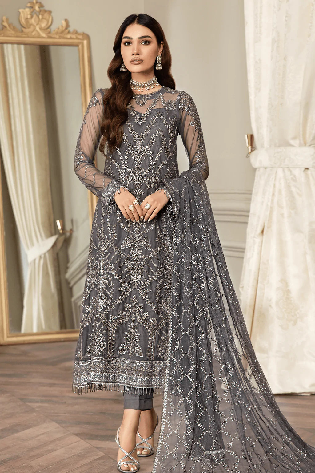 Storm Grey - Mehroze Luxury Formal by Zarif - Storm Grey - Mehroze Luxury Formal by Zarif - Shahana Collection